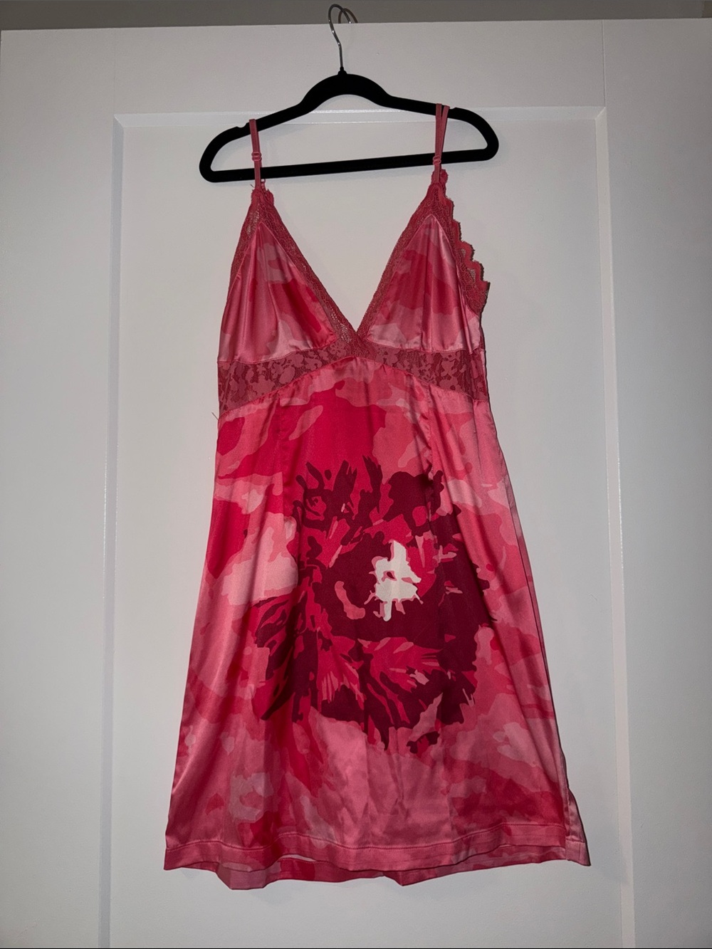 Women's Pink Lace-Trim Chemise Nightdress